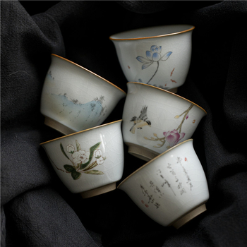 Ceașcă de maestru Ru Kiln, ceramică mică pentru degustare ceai, stil Jian Zhan, bol individual de ceai