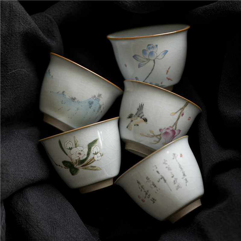 Ceașcă de maestru Ru Kiln, ceramică mică pentru degustare ceai, stil Jian Zhan, bol individual de ceai