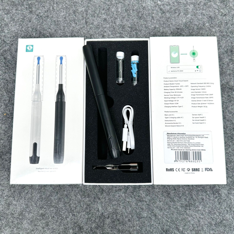 Lingură vizuală pentru urechi P5, cu conexiune Wi‑Fi, pensete și vârf iluminat, pentru uz casnic