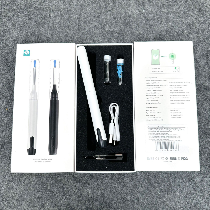 Lingură vizuală pentru urechi P5, cu conexiune Wi‑Fi, pensete și vârf iluminat, pentru uz casnic