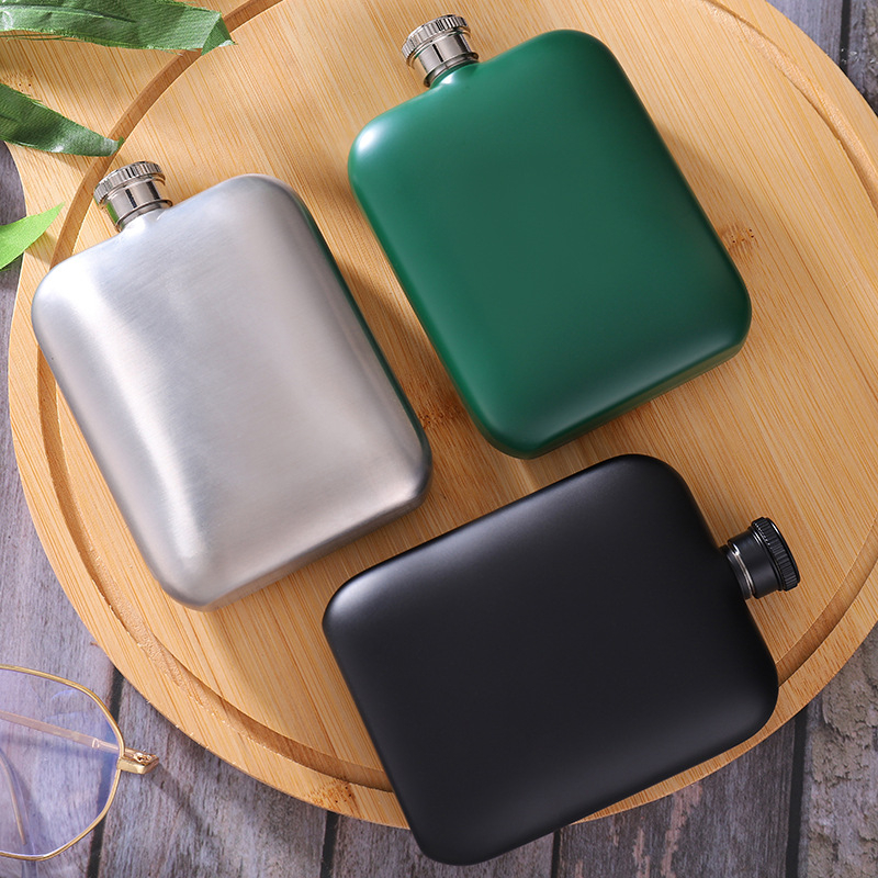 Recipient din oțel inoxidabil 304, personalizat, portabil pentru exterior, de formă pătrată, 6 oz, mini pahar pentru vin roșu, cadou