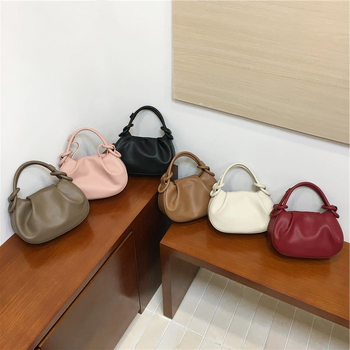 Mini ženska crossbody torbica u sedlastom obliku, plisirana tekstura oblaka, umjetna koža