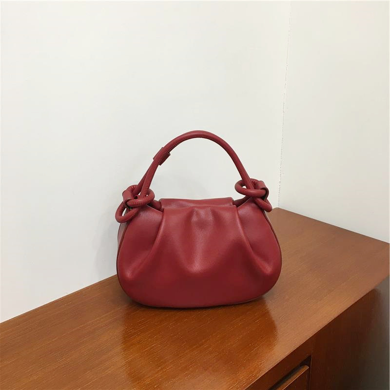 Mini ženska crossbody torbica u sedlastom obliku, plisirana tekstura oblaka, umjetna koža