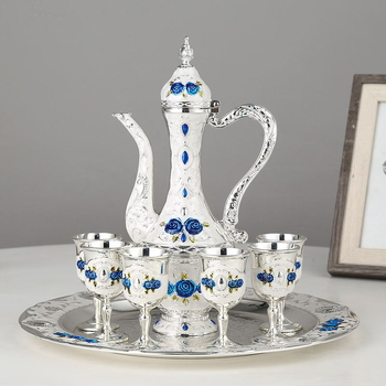Set de băuturi în stil european pentru uz casnic, decantor metalic, pahare vintage pentru toast la nuntă, cadou premium