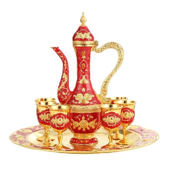 Set de băuturi în stil european pentru uz casnic, decantor metalic, pahare vintage pentru toast la nuntă, cadou premium