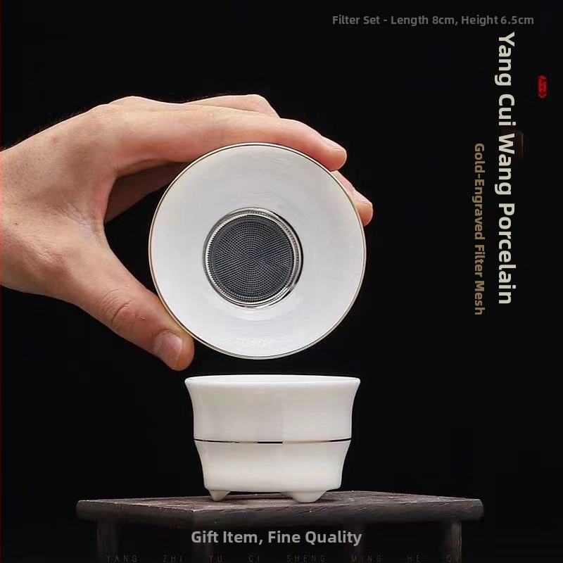 Set ceramic Gongfu pentru ceai cu filtru și ceașcă pentru distribuție uniformă
