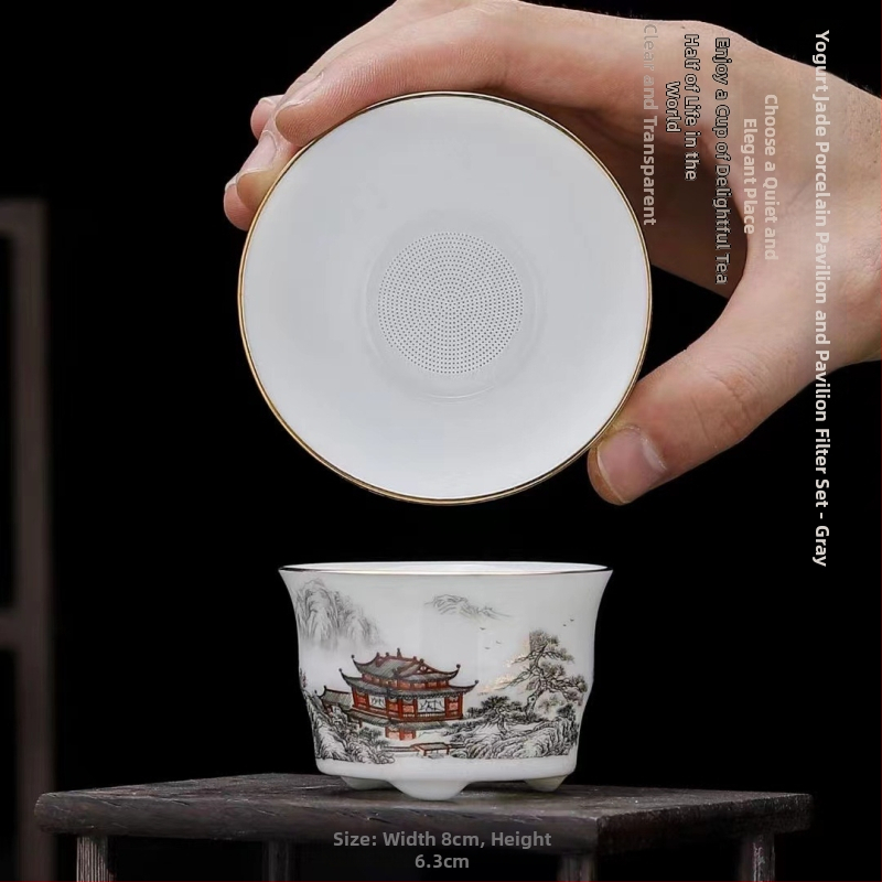 Set ceramic Gongfu pentru ceai cu filtru și ceașcă pentru distribuție uniformă