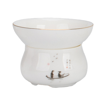 Filtru de ceai din porțelan alb, filtru ceramic pentru uz casnic, set de ceai Kung Fu