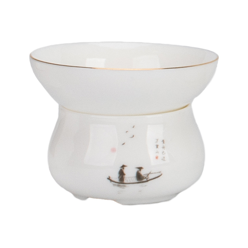 Filtru de ceai din porțelan alb, filtru ceramic pentru uz casnic, set de ceai Kung Fu
