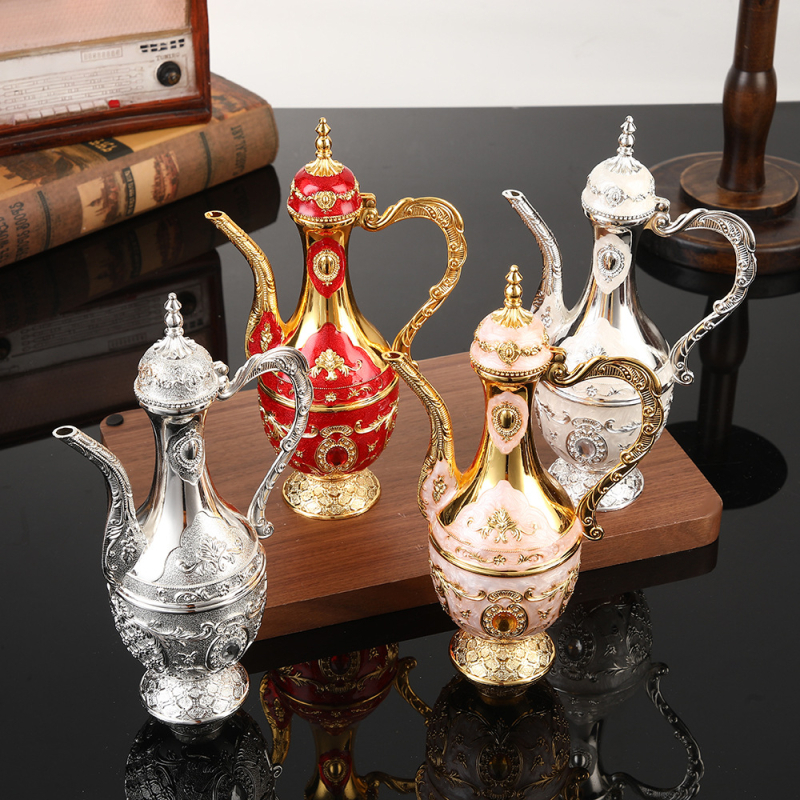 Decantor de lichior în stil retro european, din aliaj metalic, pahar de nuntă, decor creativ pentru casă