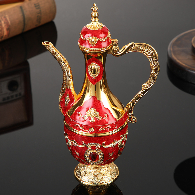 Decantor de lichior în stil retro european, din aliaj metalic, pahar de nuntă, decor creativ pentru casă