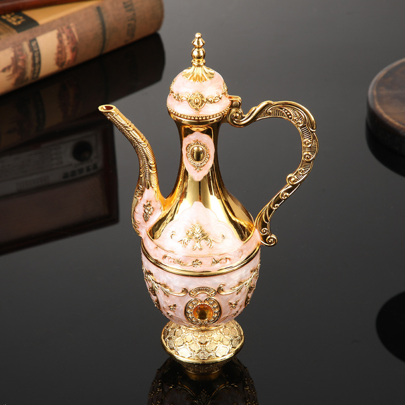 Decantor de lichior în stil retro european, din aliaj metalic, pahar de nuntă, decor creativ pentru casă