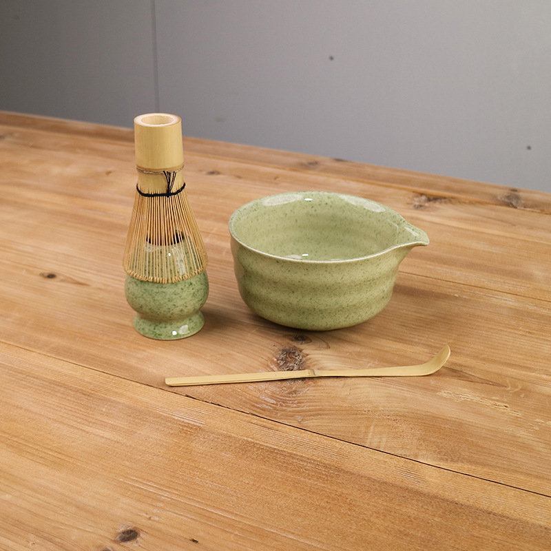 Set japonez de matcha: bol ceramic pentru matcha cu gură, suport pentru tel/whisk, lingură de ceai, tel de 100 din bambus pentru matcha, instrumente de pregătire a ceaiului din Dinastia Song