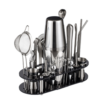 Set de shaker din oțel inoxidabil, bază din acrilic, 23 de piese