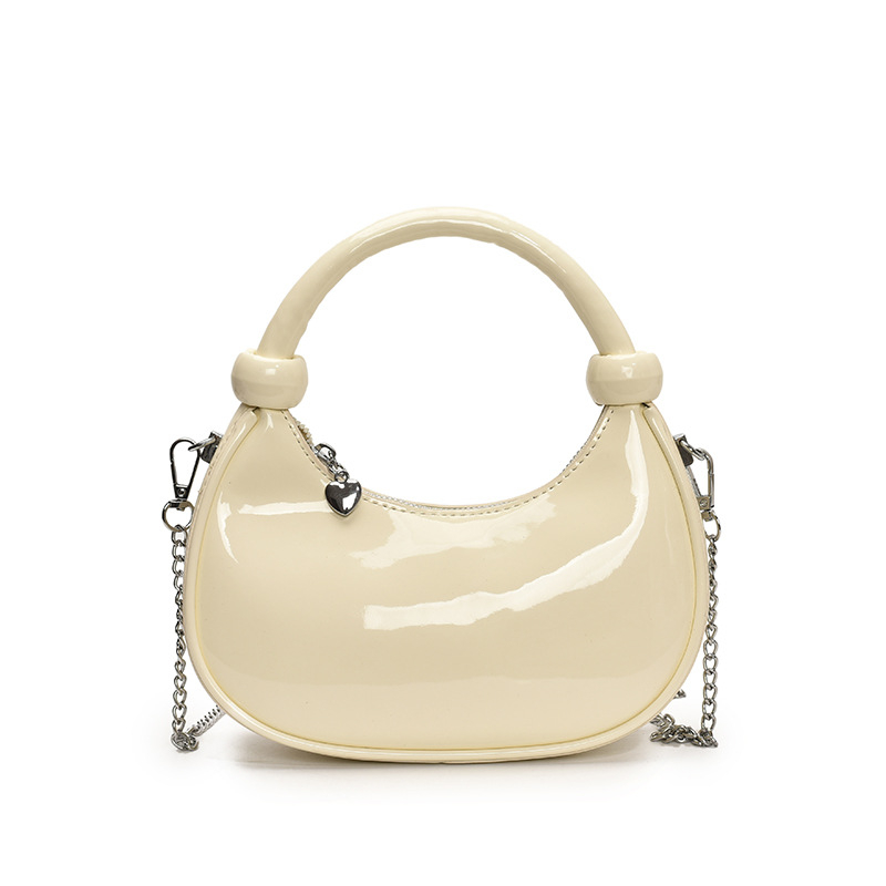 Ženska minimalistička torba u obliku polumjeseca, PU koža, lančani kaiš, svakodnevna torba preko ramena ili crossbody.