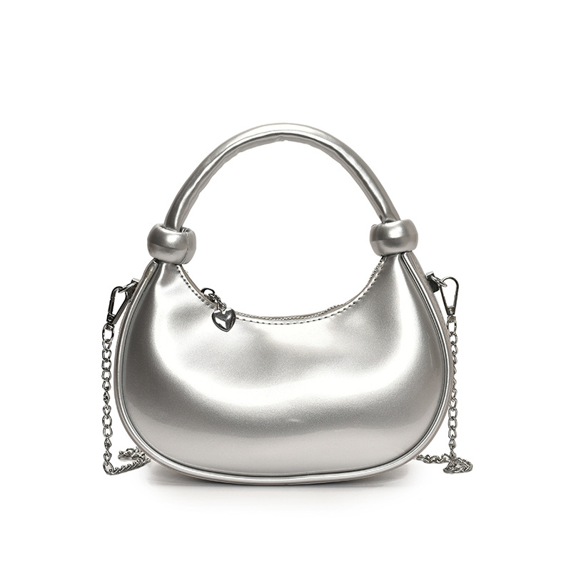 Ženska minimalistička torba u obliku polumjeseca, PU koža, lančani kaiš, svakodnevna torba preko ramena ili crossbody.