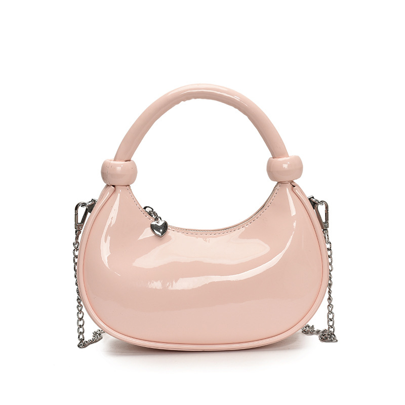 Ženska minimalistička torba u obliku polumjeseca, PU koža, lančani kaiš, svakodnevna torba preko ramena ili crossbody.