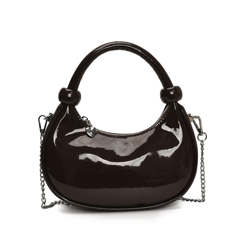 Ženska minimalistička torba u obliku polumjeseca, PU koža, lančani kaiš, svakodnevna torba preko ramena ili crossbody.