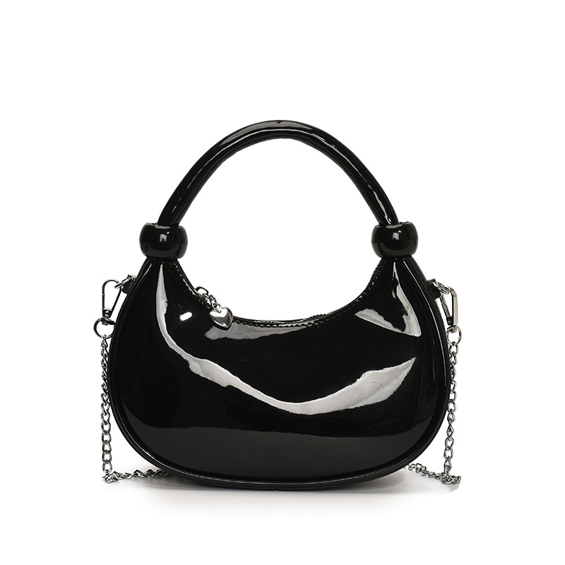Ženska minimalistička torba u obliku polumjeseca, PU koža, lančani kaiš, svakodnevna torba preko ramena ili crossbody.