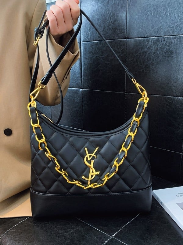Женска чанта с ромбово шевове и синджирна презрамка, Chanel-стил, PU кожа, за рамо или кръстосано носене