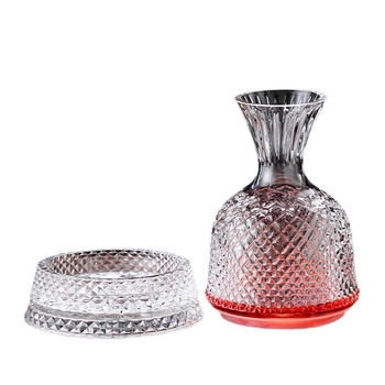 Decantator de vin din sticlă, rotativ, cu capac, design retro premium, 1000 ml