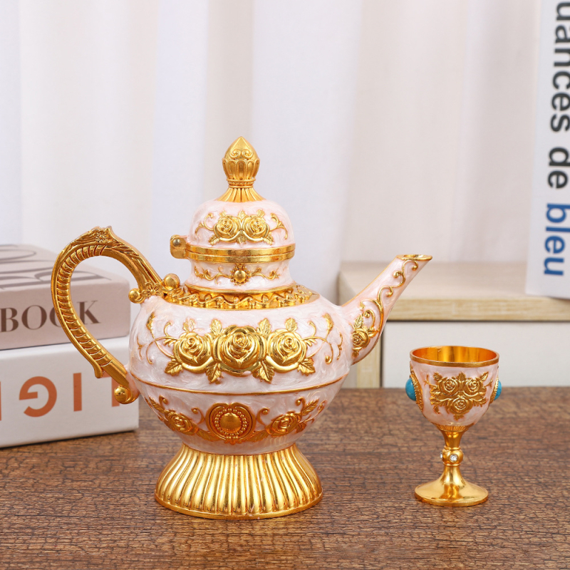 Set de vin în stil chinezesc nou, cu relief de trandafiri, lux retro pentru casă și oaspeți