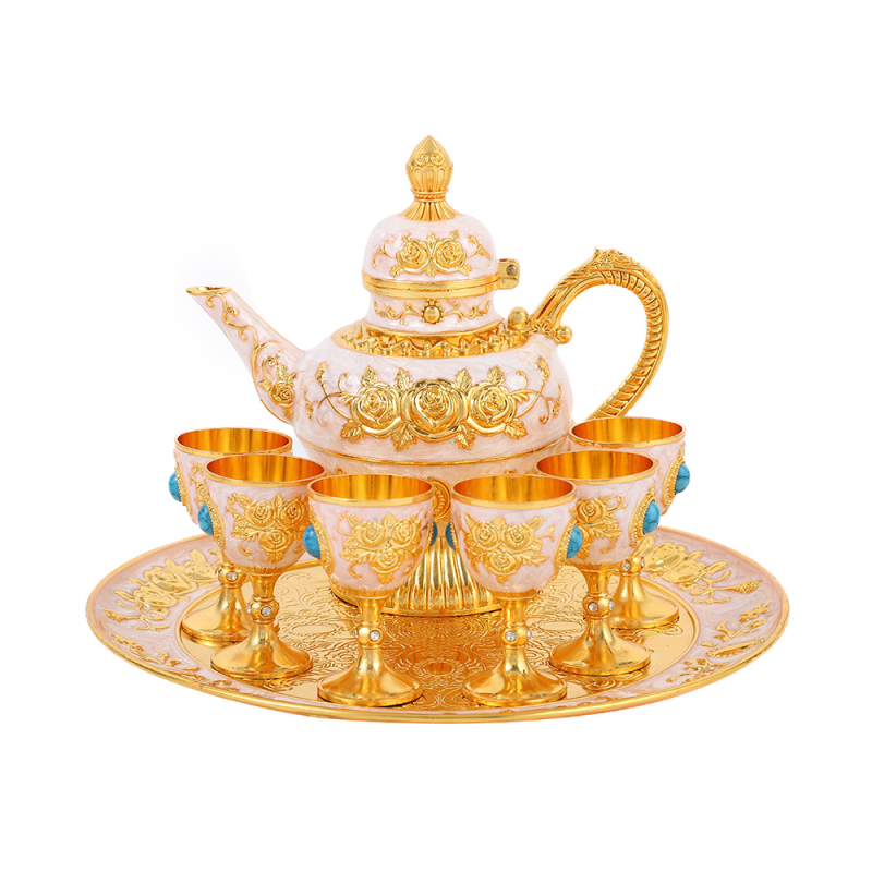 Set de vin în stil chinezesc nou, cu relief de trandafiri, lux retro pentru casă și oaspeți
