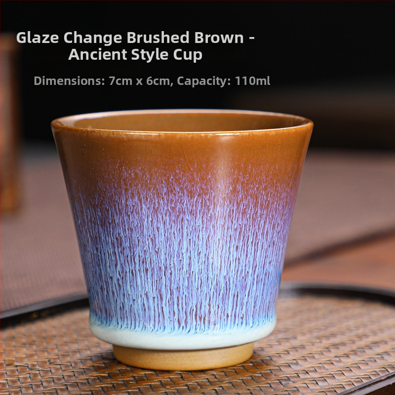 Ceașcă de ceai Jianzhan kiln cu glazură Tianmu, stil Gongfu - set ceai și bol cadou