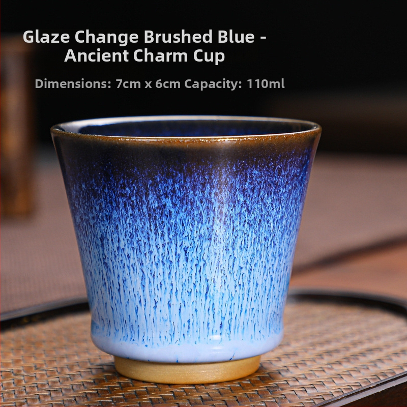 Ceașcă de ceai Jianzhan kiln cu glazură Tianmu, stil Gongfu - set ceai și bol cadou