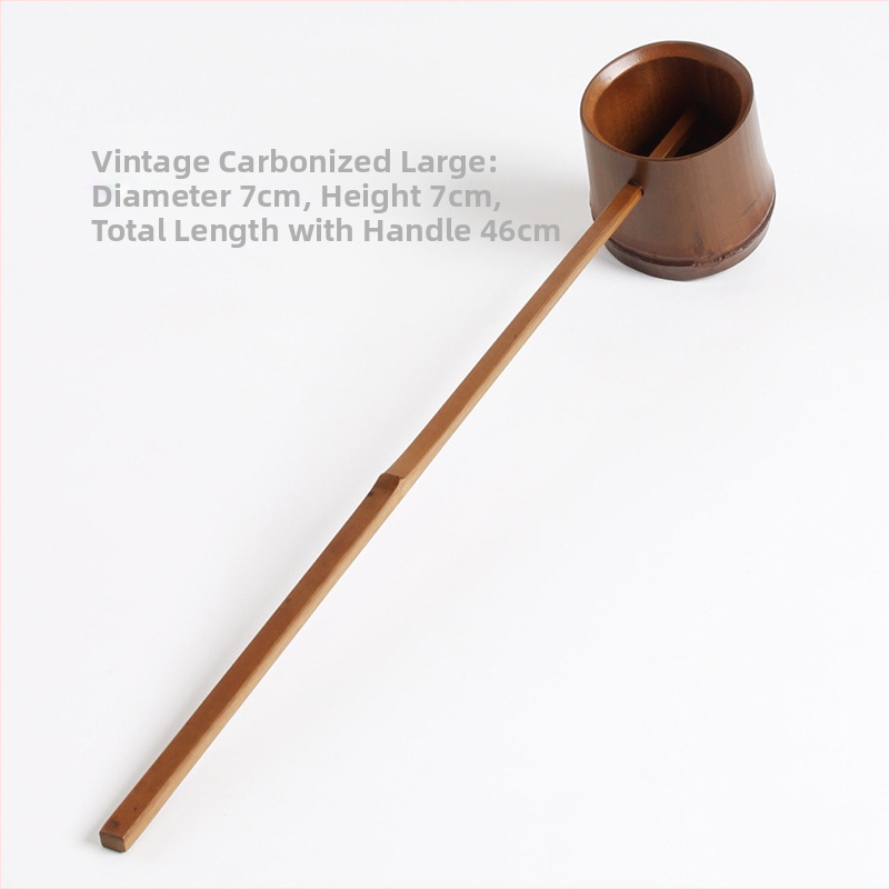 Lingură de apă din bambus cu mâner lung, stil chinezesc vintage; linguriță de ceai în stil japonez; accesorii pentru setul de ceai