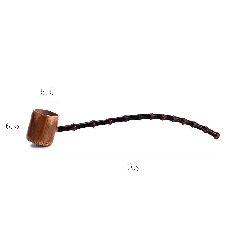 Lingură de apă din bambus cu mâner lung, stil chinezesc vintage; linguriță de ceai în stil japonez; accesorii pentru setul de ceai