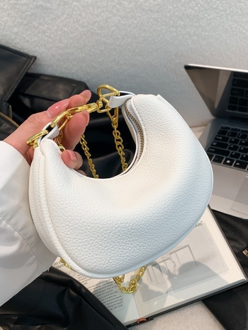 Ženska mini crossbody torbica s lancem, dumpling oblik, dizajn polumjeseca, 2024 model