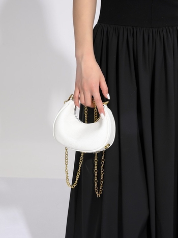 Ženska mini crossbody torbica s lancem, dumpling oblik, dizajn polumjeseca, 2024 model