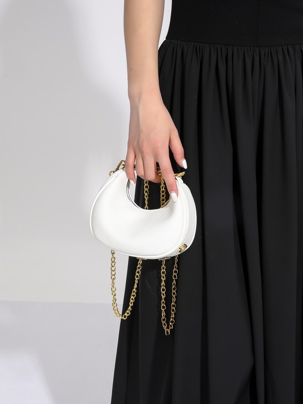 Ženska mini crossbody torbica s lancem, dumpling oblik, dizajn polumjeseca, 2024 model