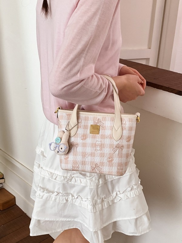 Ženska torba s printom crtanih likova, mala bucket torba za rame ili crossbody, proljeće 2026
