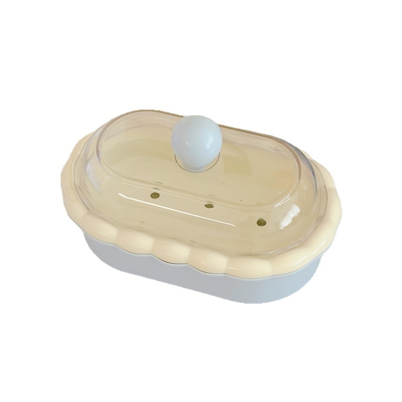 Cutie de săpun cu capac, mare, pentru baie, cu drenaj pentru săpun de față