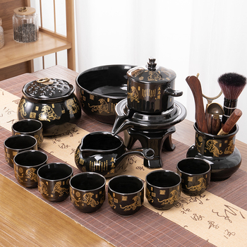 Set ceainic cu piatră măcinată, set ceramic de ceai Kung Fu cu cești pentru casă, living, birou mic, stil chinezesc