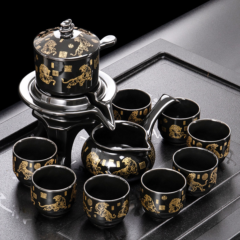 Set ceainic cu piatră măcinată, set ceramic de ceai Kung Fu cu cești pentru casă, living, birou mic, stil chinezesc