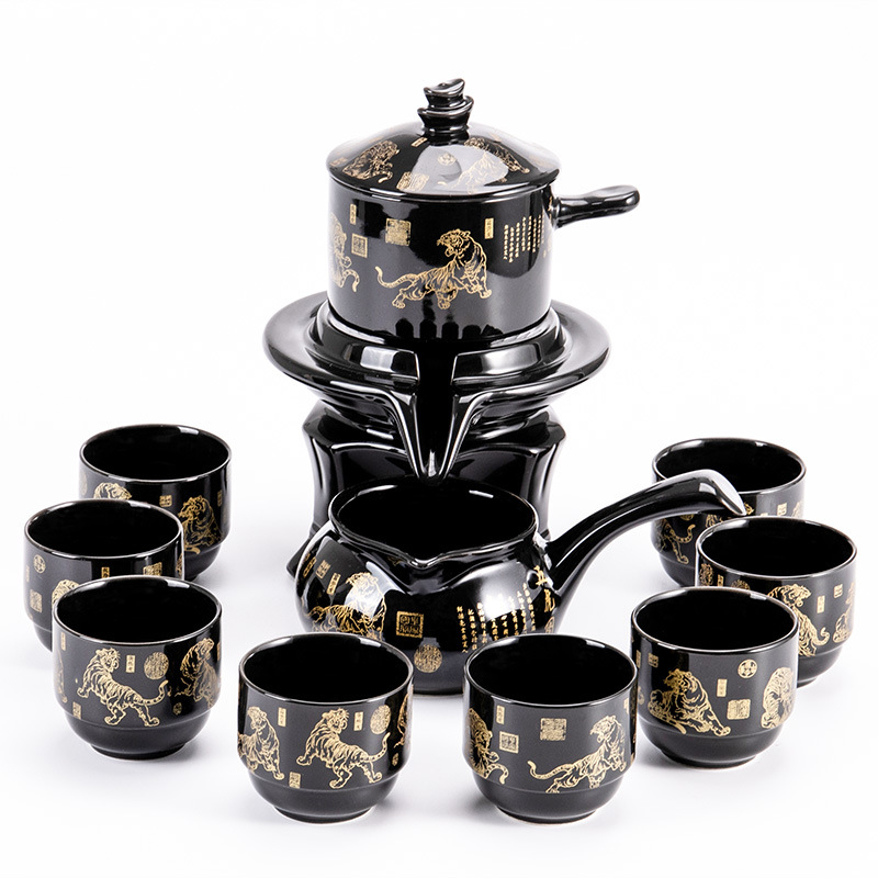 Set ceainic cu piatră măcinată, set ceramic de ceai Kung Fu cu cești pentru casă, living, birou mic, stil chinezesc