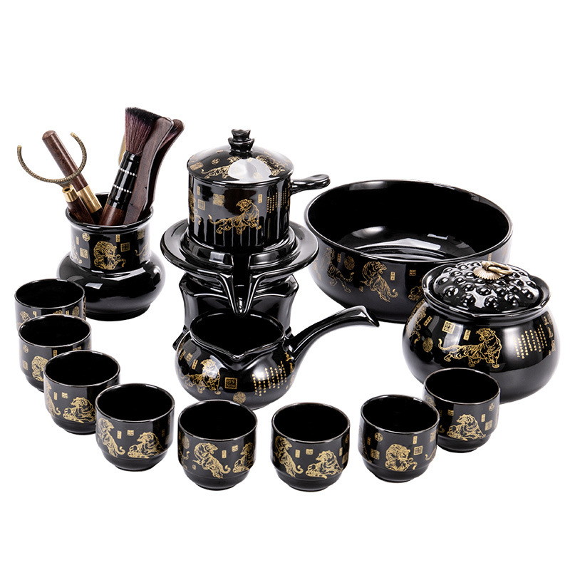 Set ceainic cu piatră măcinată, set ceramic de ceai Kung Fu cu cești pentru casă, living, birou mic, stil chinezesc