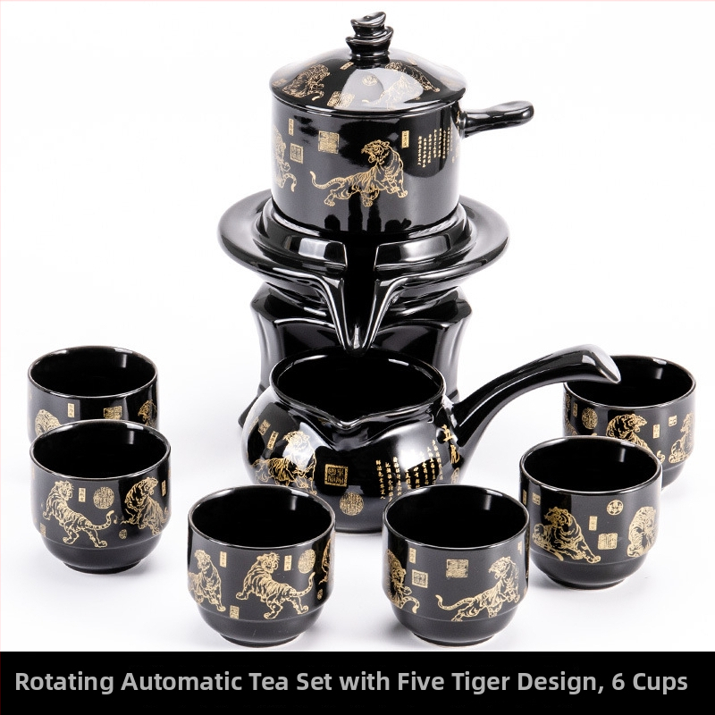 Set ceainic cu piatră măcinată, set ceramic de ceai Kung Fu cu cești pentru casă, living, birou mic, stil chinezesc