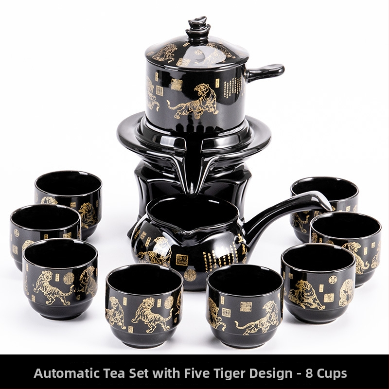 Set ceainic cu piatră măcinată, set ceramic de ceai Kung Fu cu cești pentru casă, living, birou mic, stil chinezesc