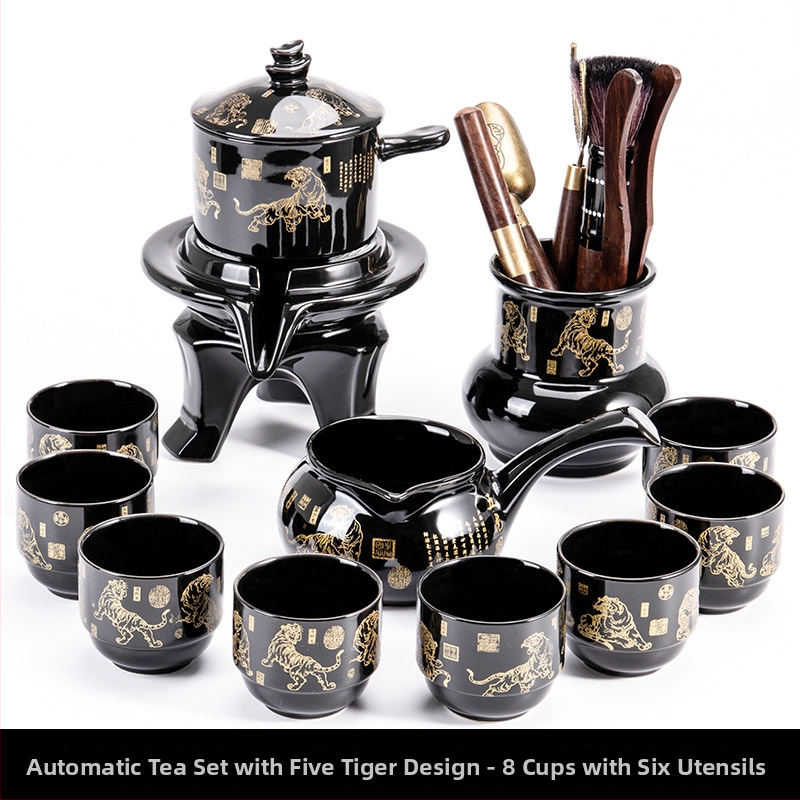 Set ceainic cu piatră măcinată, set ceramic de ceai Kung Fu cu cești pentru casă, living, birou mic, stil chinezesc
