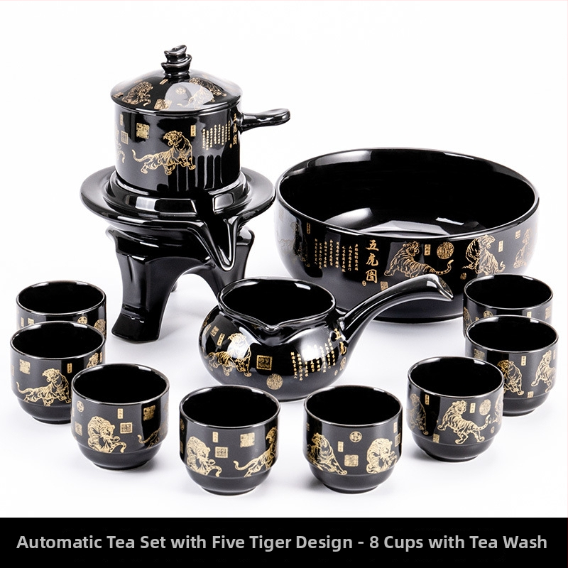 Set ceainic cu piatră măcinată, set ceramic de ceai Kung Fu cu cești pentru casă, living, birou mic, stil chinezesc