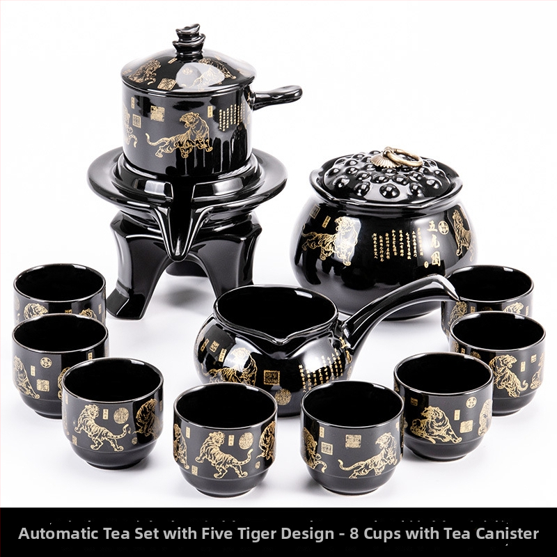 Set ceainic cu piatră măcinată, set ceramic de ceai Kung Fu cu cești pentru casă, living, birou mic, stil chinezesc
