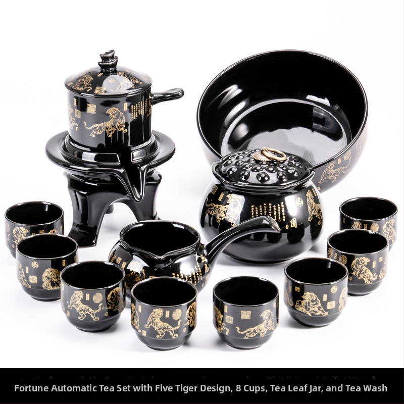 Set ceainic cu piatră măcinată, set ceramic de ceai Kung Fu cu cești pentru casă, living, birou mic, stil chinezesc