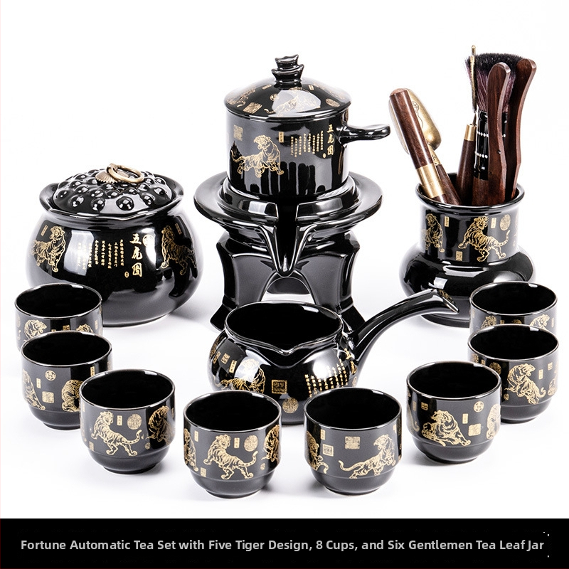 Set ceainic cu piatră măcinată, set ceramic de ceai Kung Fu cu cești pentru casă, living, birou mic, stil chinezesc
