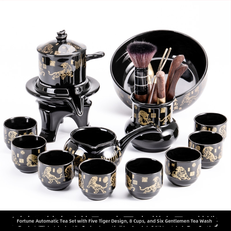 Set ceainic cu piatră măcinată, set ceramic de ceai Kung Fu cu cești pentru casă, living, birou mic, stil chinezesc