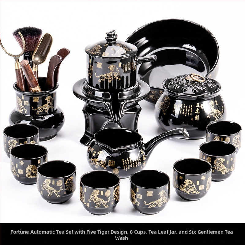 Set ceainic cu piatră măcinată, set ceramic de ceai Kung Fu cu cești pentru casă, living, birou mic, stil chinezesc