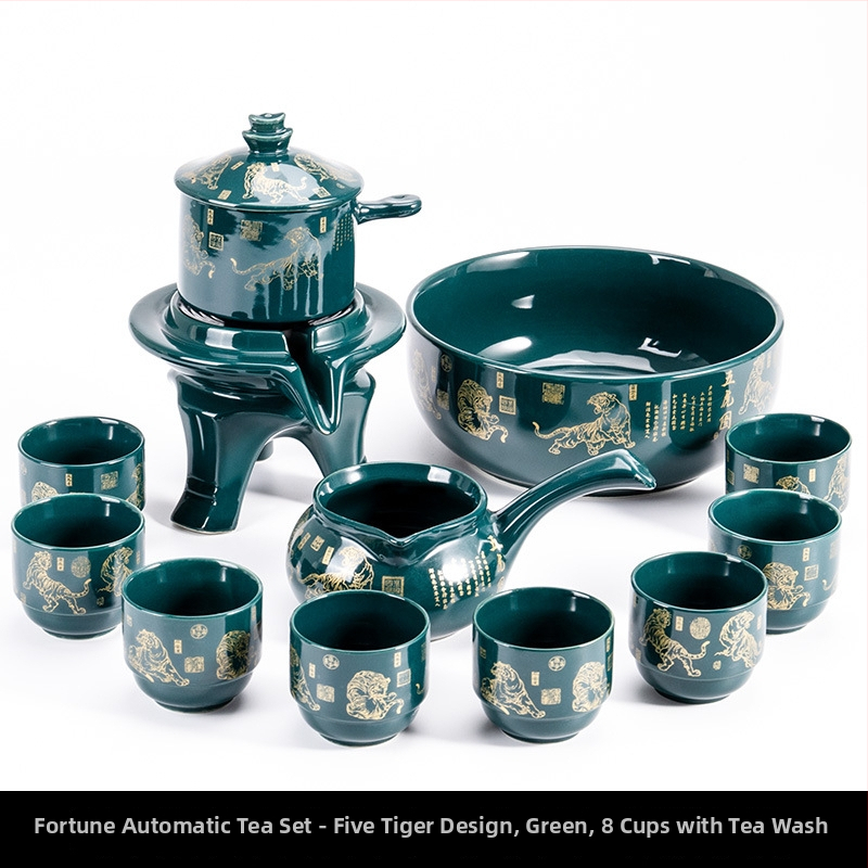 Set ceainic cu piatră măcinată, set ceramic de ceai Kung Fu cu cești pentru casă, living, birou mic, stil chinezesc